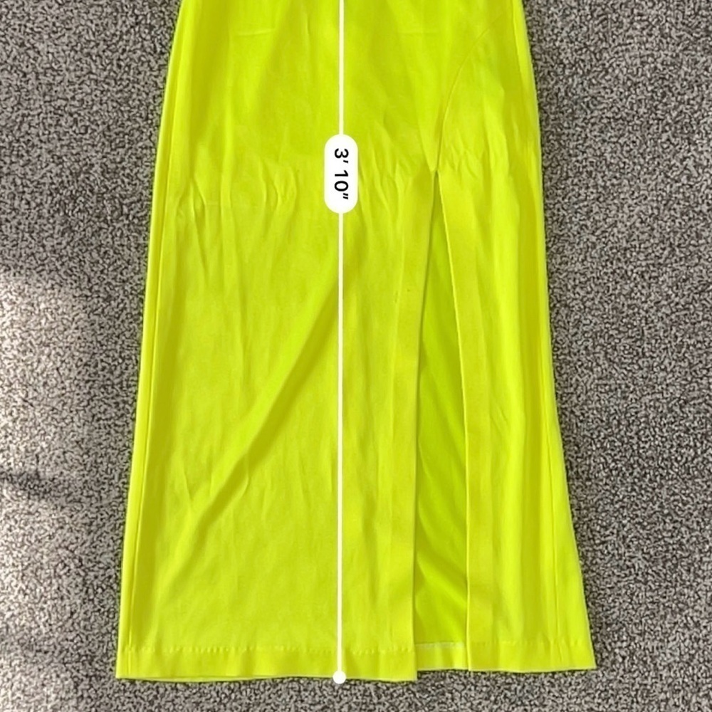 Alice + Olivia Eliza Neon Yellow Slip Dress – Silky Y2K Wedding Guest Party - Picture 16 of 16